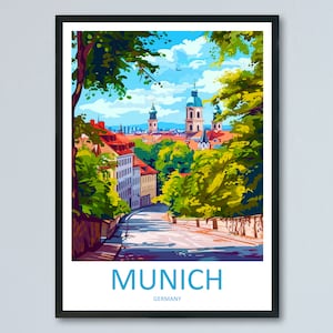 München Reise Print Wand Kunst München Wandbehang Dekoration München Geschenk Kunstliebhaber Wand Kunst München Deutschland Poster