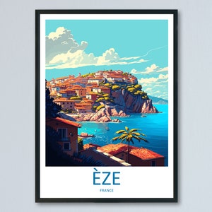 Eze Travel Print Wall Art Eze Wall Hanging Home Décor Eze Gift Art Lovers France Art Lover Gift Eze Print France Artwork Eze Coastal Artwork