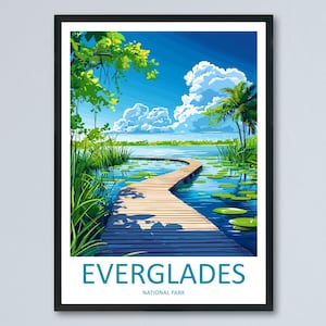 Everglades National Park Travel Poster Florida Wall Art Wetlands View Print Wildlife Scene Illustration Nature Decor Gift Souvenir