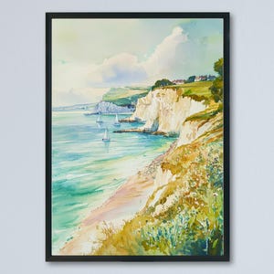 Isle of Wight Watercolor Poster Isle of Wight Travel Print England Coastal Wall Art Isle of Wight Decor The Needles Seaside Landscape Print