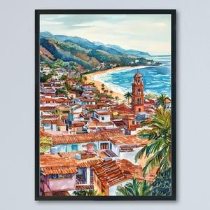 Puerto Vallarta Watercolor Poster Puerto Vallarta Travel Print Puerto Vallarta Mexico Art Puerto Vallarta Decor Puerto Vallarta Wall Art