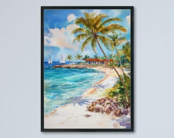 Aruba Aquarell Poster Wall Art Aruba Wandbehang Home Décor Aruba Geschenk Kunstliebhaber Aruba Wandkunst