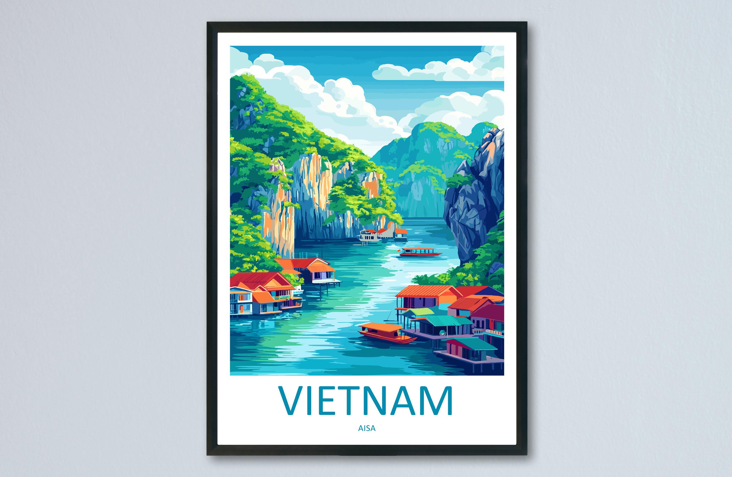 Vietnam Travel Print Southeast Asia Wall Art Landscape Poster Cultural Decor Gift for Adventure Lover Scenic Nature Art