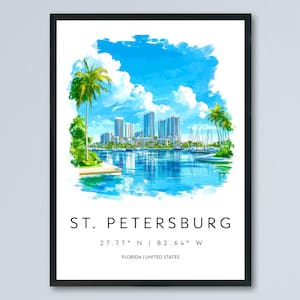St. Petersburg Watercolor Poster Wall Art Wall Decor Home Décor St. Petersburg Gift USA Art Lover Gift, Travel Souvenir Print