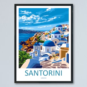 Santorini Reise-Druck Wandkunst Santorini Griechenland Wandbehang Dekoration Santorini Geschenk Kunstliebhaber Wandkunst Santorini griechischen Print