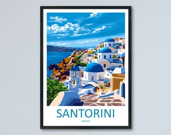 Santorini Travel Print Wall Art Santorini Greece Wall Hanging Home Decoration Santorini Gift Art Lovers Wall Art Print Santorini Greek Print