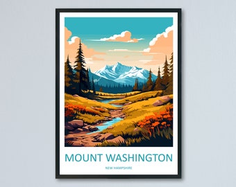 Impression d'art mural voyage Mont Washington Tenture murale Mont Washington Décoration d'intérieur Cadeau Mont Washington Amoureux d'art Amoureux de l'art du New Hampshire