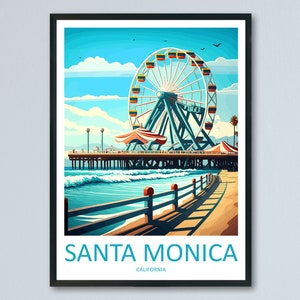 Santa Monica Travel Print Wall Art Santa Monica Wall Hanging Home Décor Santa Monica Gift Art Lovers California Art Lover Gift Santa Monica