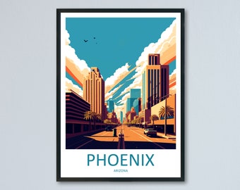 Phoenix Travel Print Wall Art Phoenix Wall Hanging Home Décor Phoenix Gift Art Lovers Arizona Art Lover Gift Arizona Print Decor