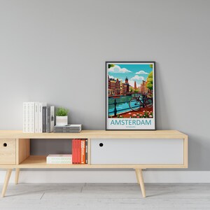 Amsterdam Travel Print Wall Art Amsterdam Wall Hanging Home Décor Amsterdam Gift Art Lovers Netherlands Art Lover Gift Amsterdam Decor image 4