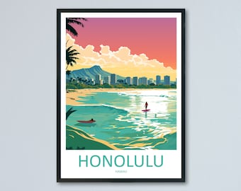 Honolulu Travel Print Wall Art Honolulu Wall Hanging Home Decor Honolulu Gift Art Lovers Hawaii Art Lover Gift Print Artwork