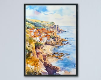 Robin Hood's Bay Watercolor Poster Wall Art Robin Hood's Bay Wall Hanging Home Décor Robin Hood's Bay Gift Art Lovers United Kingdom Art