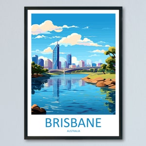 Brisbane Travel Print Wall Art Brisbane Wall Hanging Home Décor Brisbane Gift Art Lovers Wall Art Australia Poster Art
