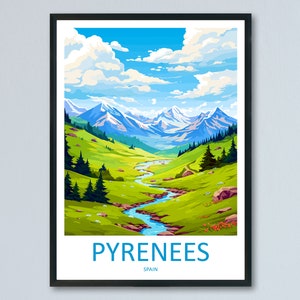 Impresión de viaje de los Pirineos Arte de pared Colgante de pared de los Pirineos Decoración del hogar Regalo de los Pirineos Amantes del arte Regalo para amantes del arte de España Impresión de los Pirineos Arte de pared de España