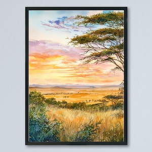 Maasai Mara Watercolor Poster Wall Art Maasai Mara Wall Hanging Home Décor Maasai Mara Gift Art Lovers Kenya Wall Art