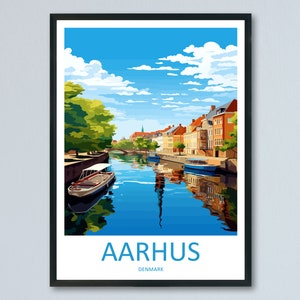 Aarhus Reisedruck Wandkunst Aarhus Wandbehang Wohnkultur Aarhus Geschenk Kunstliebhaber Dänemark Kunstliebhaber Geschenk Aarhus Wanddekor