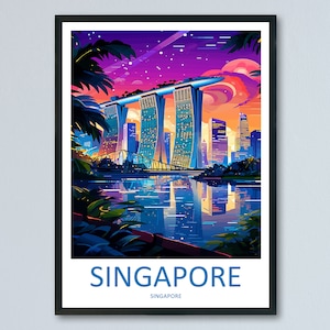 Marina Bay Sands Travel Print Wall Art Marina Bay Sands Wall Hanging Home Decoration Marina Bay Sands Gift Art Lovers Wall Art Singapore