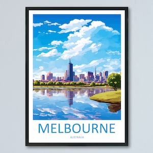 Impressão de viagem em Melbourne Arte de parede em Melbourne Decoração de casa para pendurar na parede Presente de Melbourne Amantes da arte Arte de parede Austrália Pôster Deco