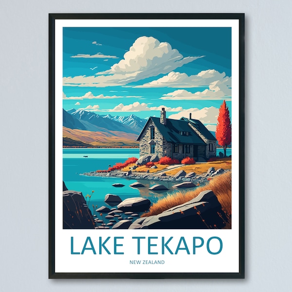 Lake Tekapo Travel Print Wall Art Lake Tekapo Wall hanging Home Decor Lake Tekapo Gift Art Lovers Nieuw-Zeeland Art Lover Gift Print Lake Art