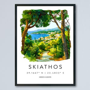 Skiathos Watercolor Poster Skiathos Greece Travel Print Wall Art Skiathos Home Decor Skiathos Gift Art Lovers Greece Art Skiathos Island
