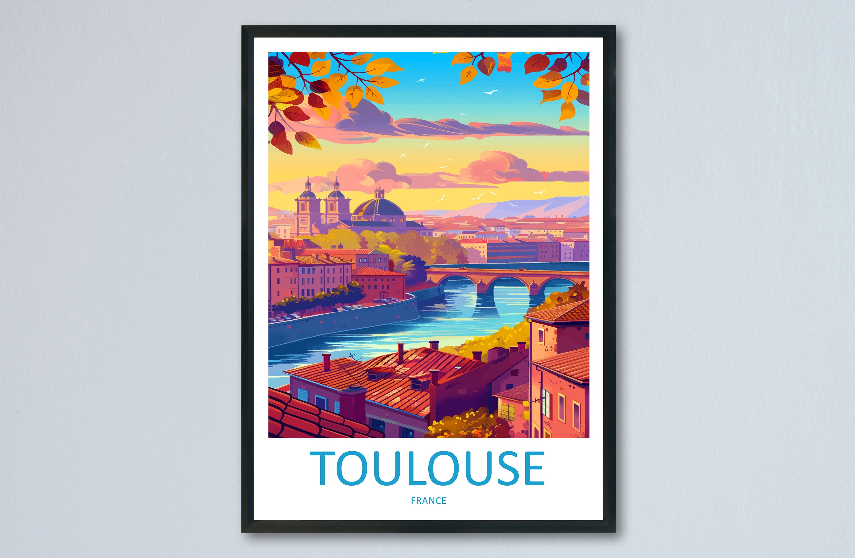 Toulouse Travel Print Wall Art Toulouse Wall Hanging Home Decoration Toulouse France Gift Art Lovers Wall Art Print Art Toulouse Travel Art