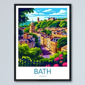 Impresión de viaje de Bath Arte de pared Colgante de pared de Bath Decoración del hogar Regalo de Bath Amantes del arte Regalo para amantes del arte de Inglaterra Ciudad de Bath Regalo de arte de viaje de Inglaterra