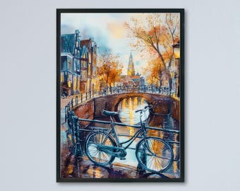 Amsterdam Watercolor Poster Wall Art Amsterdam Wall Hanging Home Décor Amsterdam Gift Art Lovers Netherlands Art Lover Gift