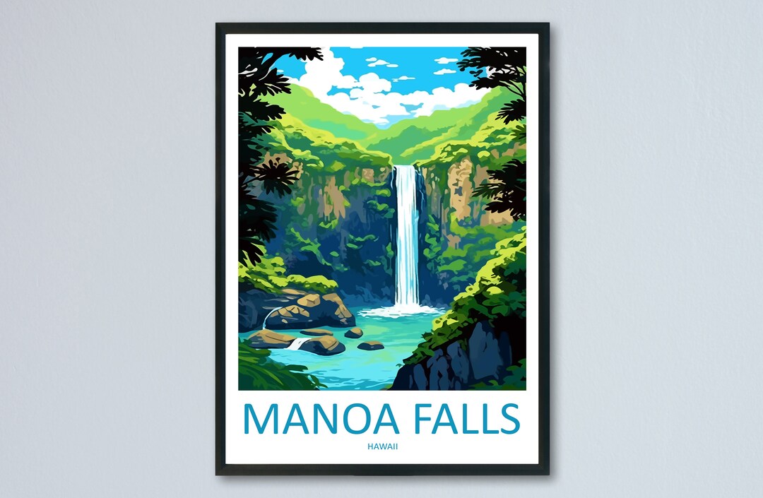 巨大ハワイアンアート 原画 真作 Ana Monaghan アナ・モナハン 額装 Manoa Falls Travel Print Wall Art Manoa Falls Wall Hanging Home
