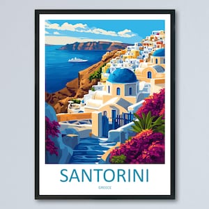 Santorini Reise-Druck Wandkunst Santorini Griechenland Wandbehang Dekoration Santorini Geschenk Kunstliebhaber Wandkunst Santorini griechischen Print