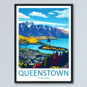 Queenstown Queenstown Reise-Druck Wandkunst Queenstown Wandbehang Home Décor Queenstown Geschenk Kunstliebhaber Neuseeland Kunstliebhaber Geschenk Print Queenstown