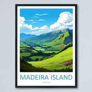Madeira Travel Print Wall Art Madeira muur hangend Home decor Madeira cadeau kunstliefhebbers Portugal kunstliefhebber cadeau Madeira poster