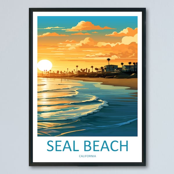 Seal Beach Travel Print Wall Art Seal Beach Wall Hanging Home Décor Seal Beach Gift Art Lovers California Art Lover Gift Seal Beach