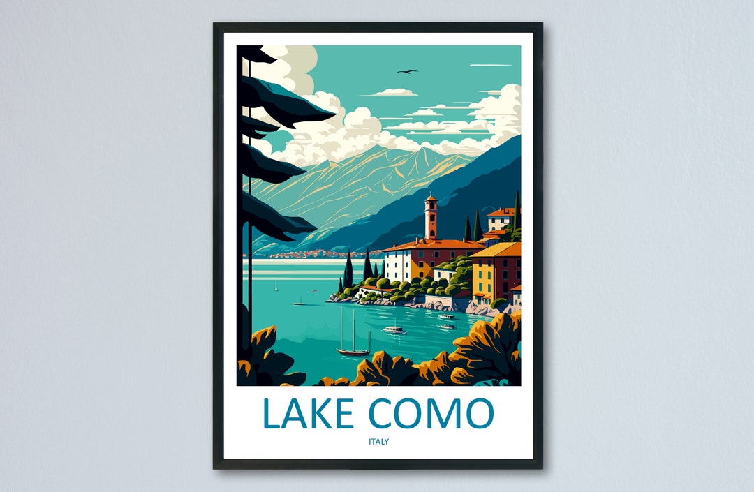 Lake Como Travel Print Wall Art Lake Como Italy Wall Hanging Etsy