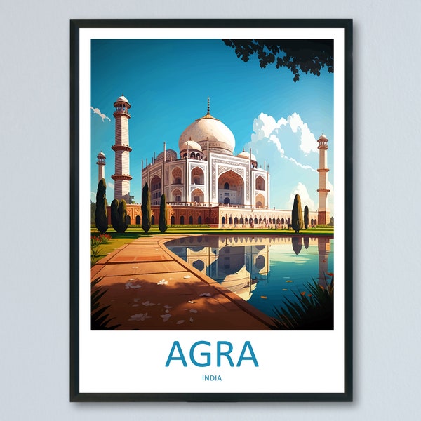 Taj Mahal Agro Travel Print Wandkunst Taj Mahal Agro Wandbehang Wohndekor Taj Mahal Agro Geschenk Kunstliebhaber Indien Kunstliebhaber Geschenk Wanddekor