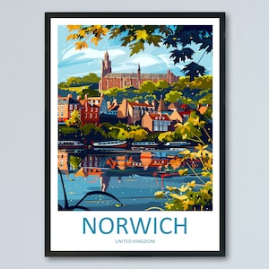Norwich Travel Print Wall Art Norwich Wall Hanging Home Décor Norwich Gift Art Lovers England Art Lover Gift Norwich Travel Gift