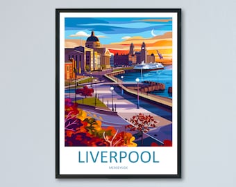 Liverpool Travel Print Wall Art Liverpool Wall Hanging Home Décor Liverpool Gift Art Lovers England Art Lover Gift Liverpool Travel Art Gift