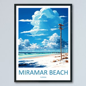 Miramar Beach Travel Print Wall Art Miramar Beach Wall Hanging Home Décor Miramar Beach Gift Art Lovers Florida Art Lover Gift Florida Print