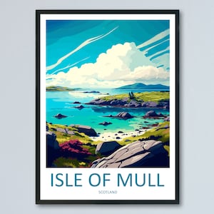 Isle Of Mull reizen print kunst aan de muur Isle Of Mull muur hangend woondecoratie Isle Of Mull cadeau kunstliefhebbers Schotland kunstliefhebber cadeau Isle Of Mull