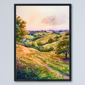 Surrey Hills Watercolor Poster Surrey Travel Print Surrey Hills Landscape Art Surrey Nature Decor Surrey Wall Art