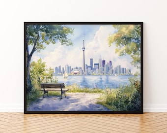 Toronto Watercolor Poster Landscape Wall Art Toronto Wall Hanging Home Décor Toronto Gift Art Lovers Canada Wall Art