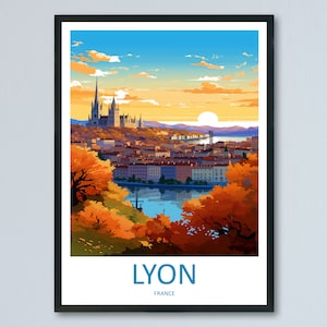Lyon Print Lyon Wandkunst für Reise-Enthusiasten Geschenk Wandbehang Lyon Frankreich Wohnkultur hängen Lyon Reisedruck Wandposter Lyon Decor Art
