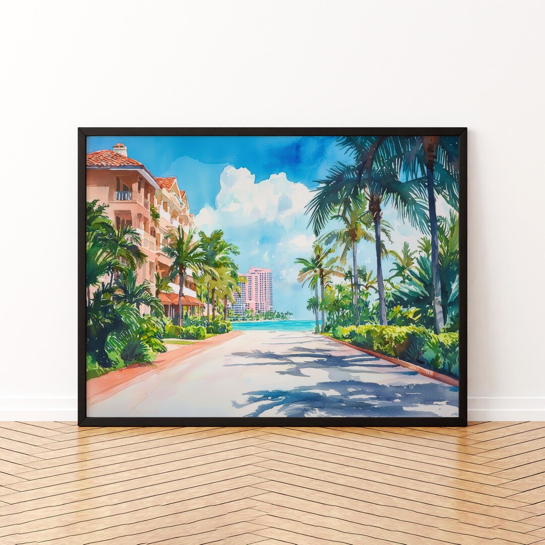 Boca Raton Florida Watercolor Poster Boca Raton Travel Print Atlantic ...