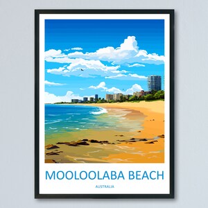 Impresión de viaje de playa de Mooloolaba, arte de pared, colgante de pared de playa de Mooloolaba, decoración del hogar, regalo de playa de Mooloolaba, arte de pared para amantes del arte, póster de Australia