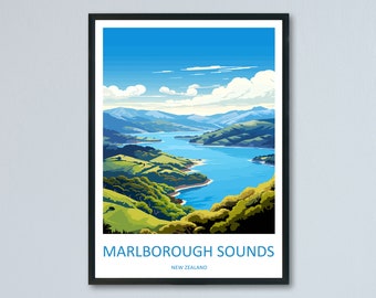 Impresión de viaje de Marlborough Sounds, arte de pared, colgante de pared de Marlborough Sounds, decoración del hogar, regalo de Marlborough Sounds, amantes del arte, amante del arte de Nueva Zelanda