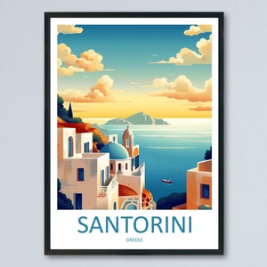 Santorini Reise-Druck Wandkunst Santorini Griechenland Wandbehang Dekoration Santorini Geschenk Kunstliebhaber Wandkunst Santorini griechischen Print