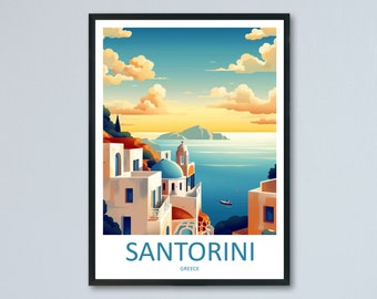 Santorini Travel Print Wall Art Santorini Greece Wall Hanging Home Decoration Santorini Gift Art Lovers Wall Art Print Santorini Greek Print