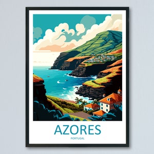 Azores Travel Print Wall Art Azores Wall Hanging Home Décor Azores Gift Art Lovers Portugal Art Lover Gift Azores Wall Décor Print