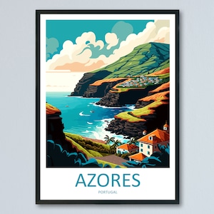 Azores Travel Print Wall Art Azores Wall Hanging Home Décor Azores Gift Art Lovers Portugal Art Lover Gift Azores Wall Décor Print