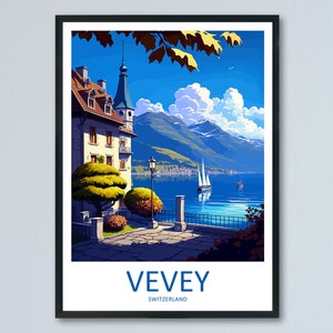 Vevey Travel Print Wall Art Vevey Wall Hanging Home Décor Vevey Gift Art Lovers Switzerland Art Lover Gift Vevey Travel Art Wall Gift