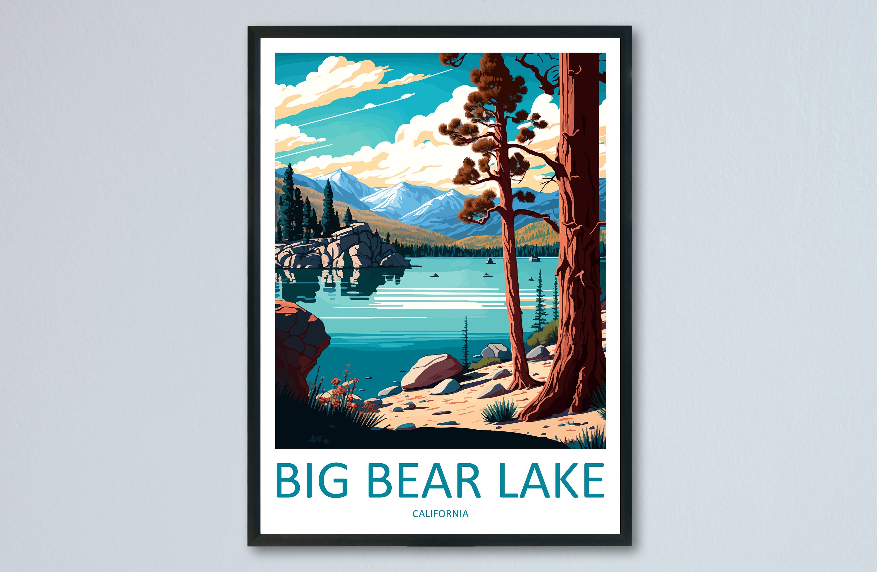 Big Bear Lake Travel Print Wall Art Big Bear Lake Wall Hanging